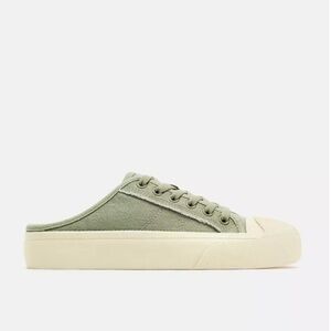 Zara canvas open back slip on mules sneakers 37